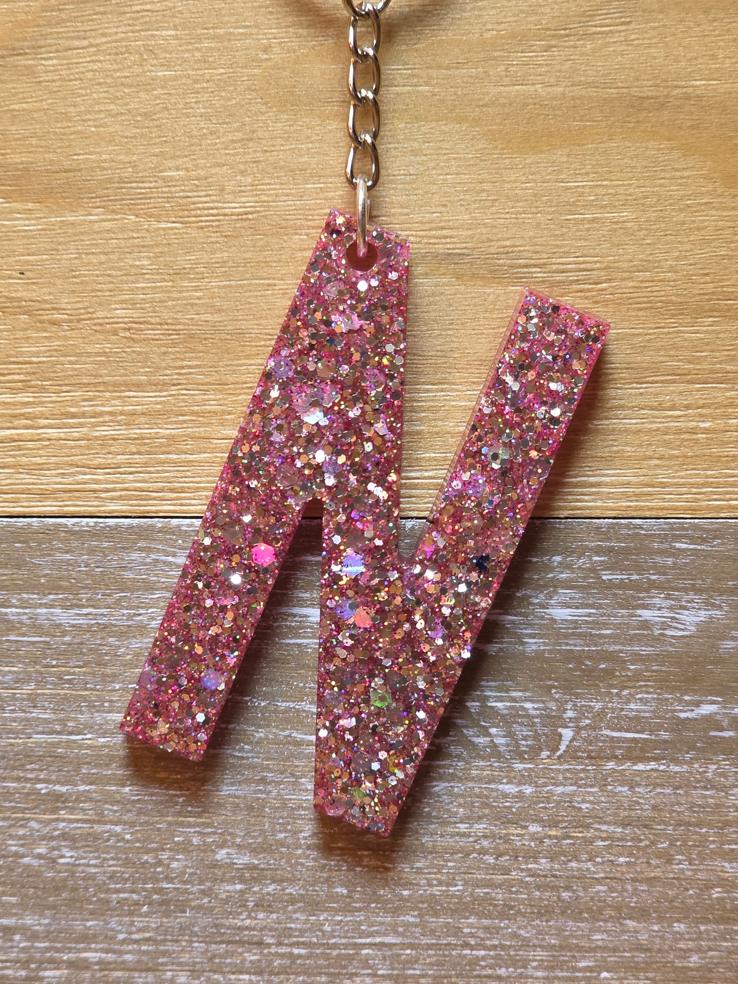 Sparkly Letter Keychain -N