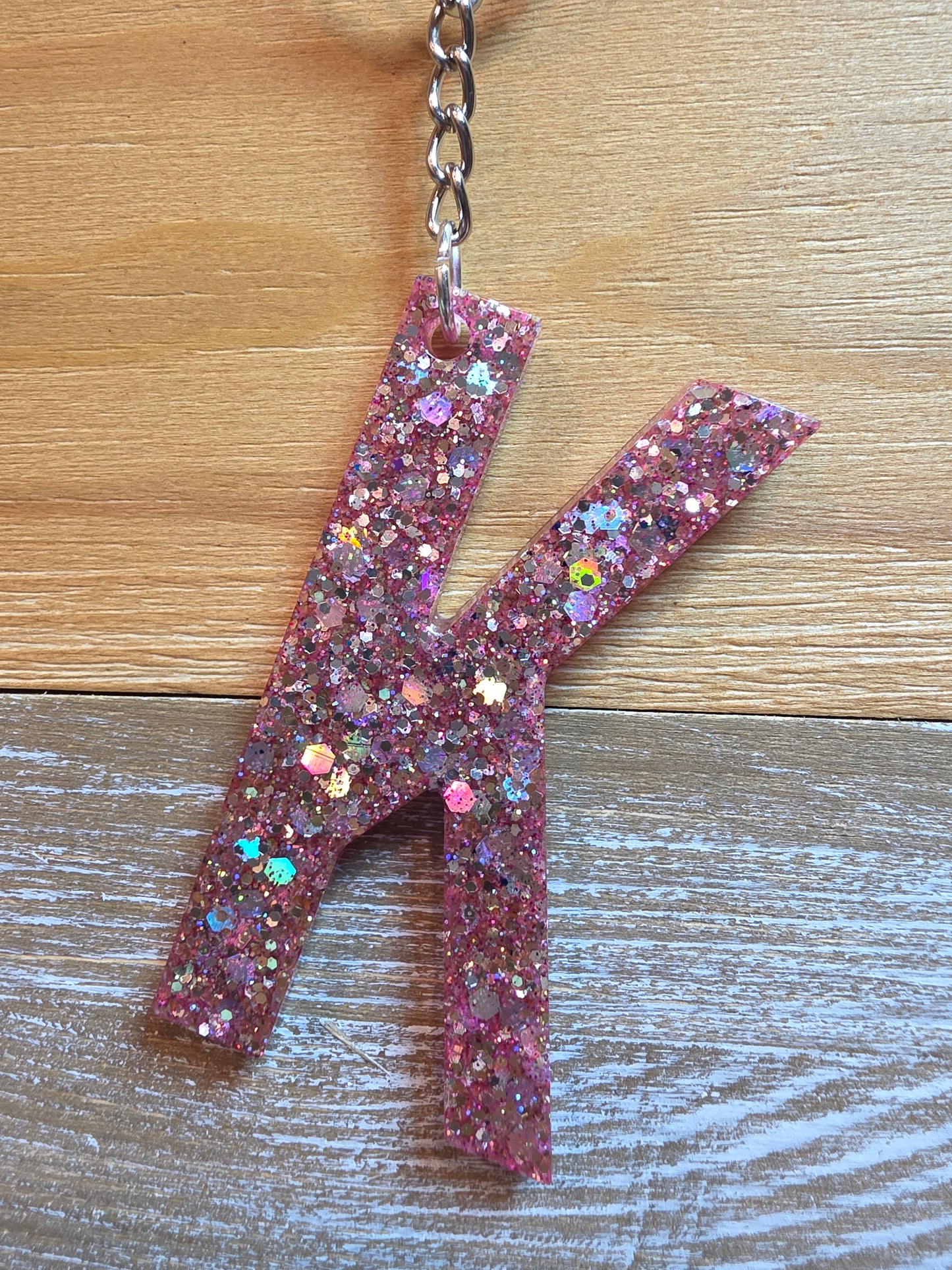 Sparkly Letter Keychain -K