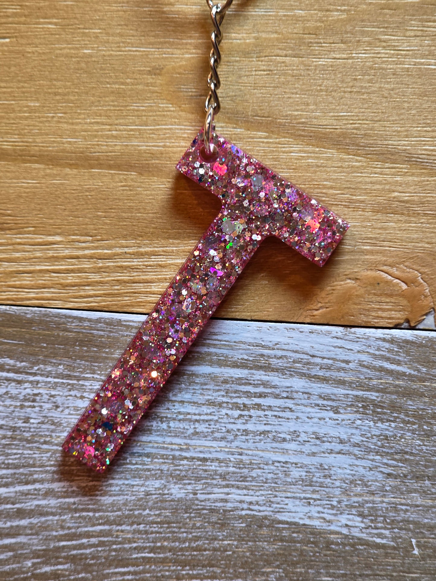 Sparkly Letter Keychain -T