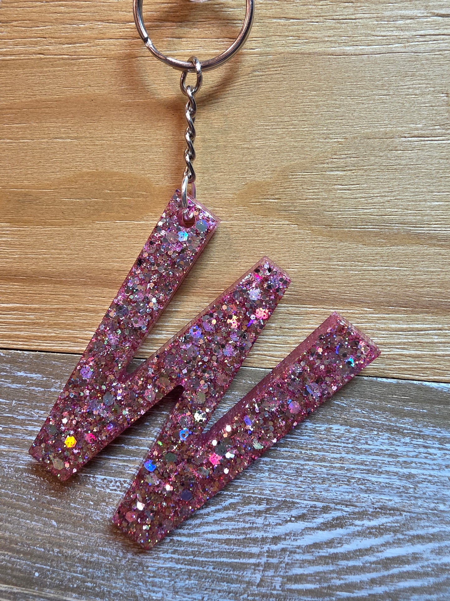 Sparkly Letter Keychain -W