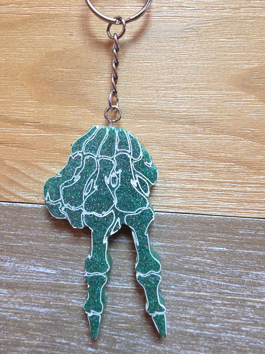 Skeleton Hand Peace Keychain