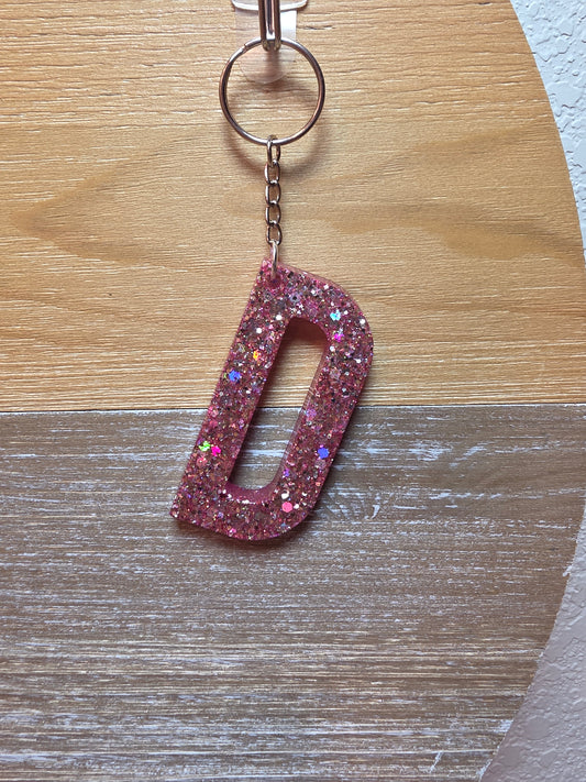 Sparkly Letter Keychain -D