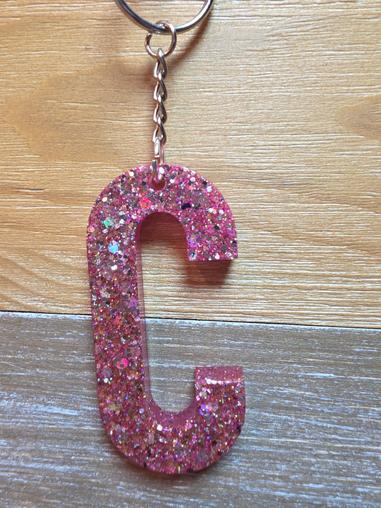 Sparkly Letter Keychain -C