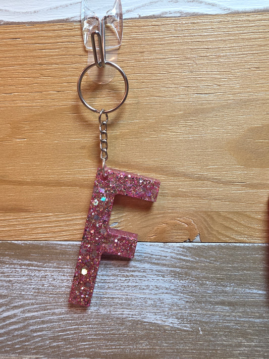 Sparkly Letter Keychain -F