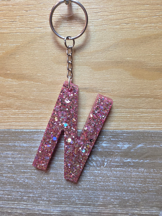 Sparkly Letter Keychain -N
