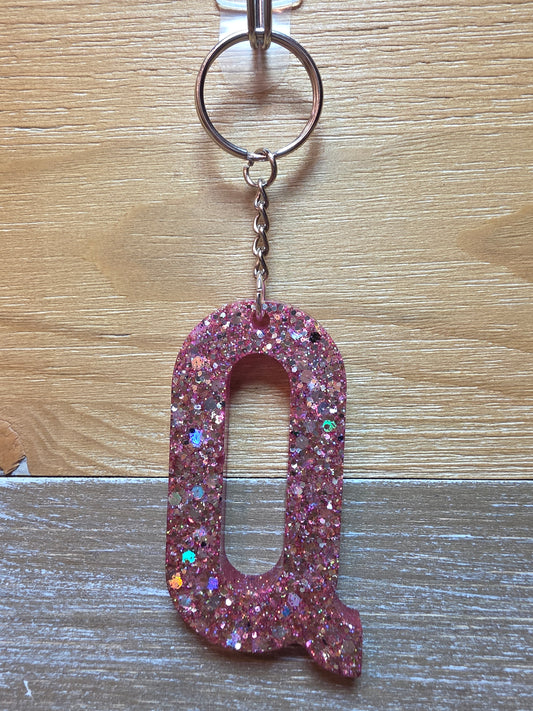 Sparkly Letter Keychain -Q