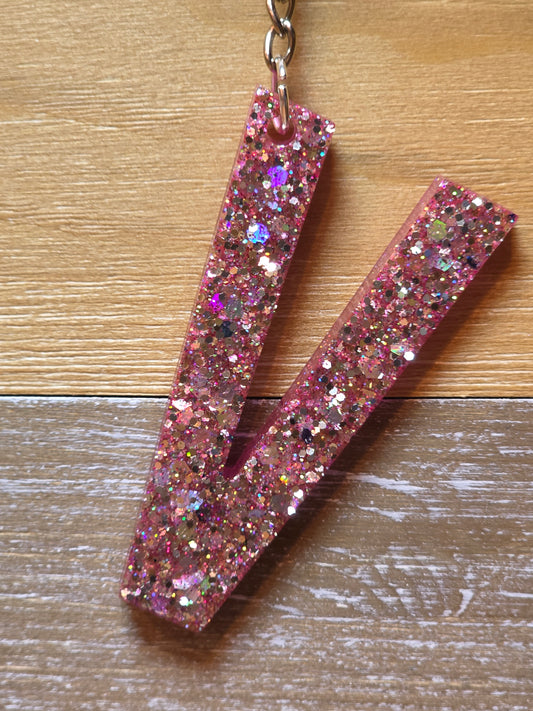 Sparkly Letter Keychain -V