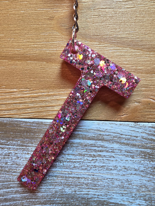 Sparkly Letter Keychain -T