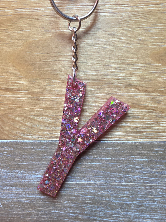 Sparkly Letter Keychain -Y