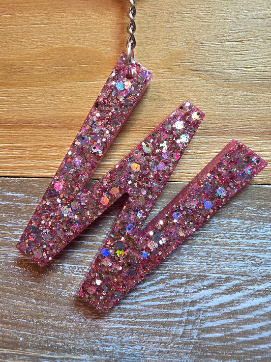 Sparkly Letter Keychain -W