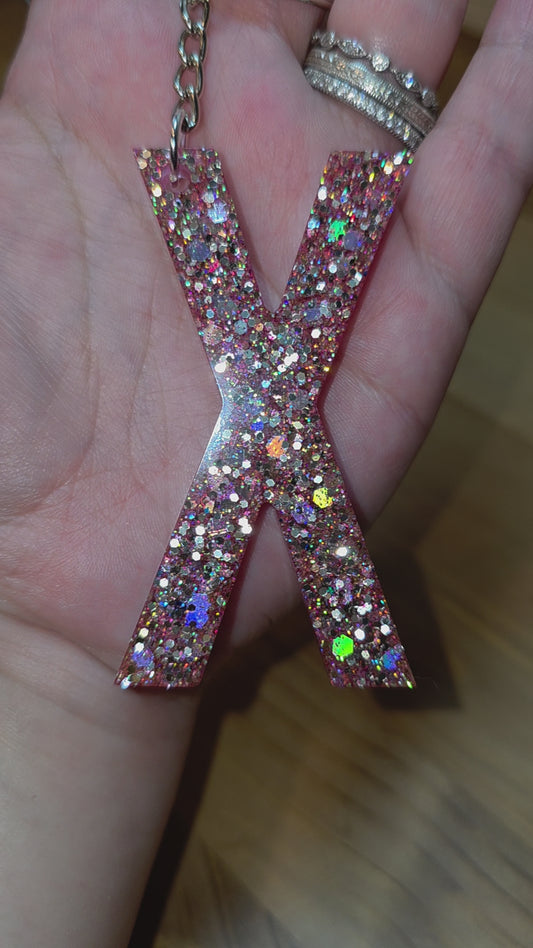 Sparkly Letter Keychain -X